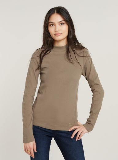 Top Slim Rib Mock